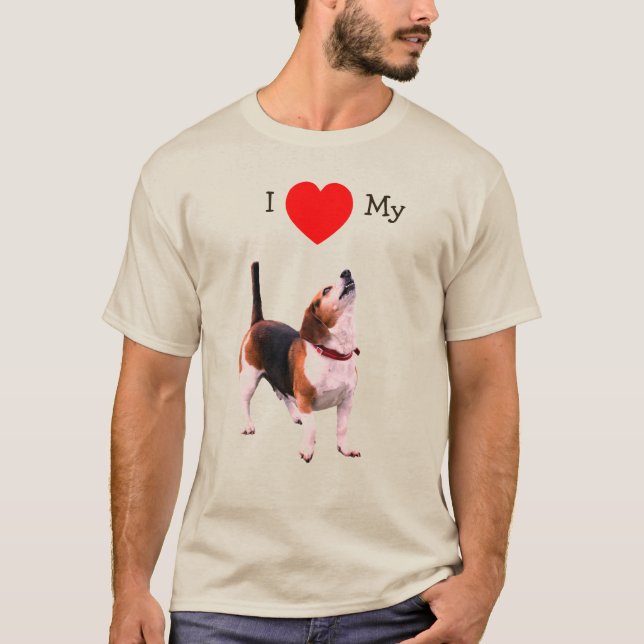 Camiseta Eu Amo Coração Meu Cachorro Beagle (Frente)