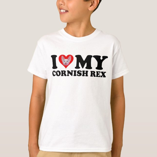 Camiseta Eu Amo (Coração) Meu Cornish Rex (Frente)