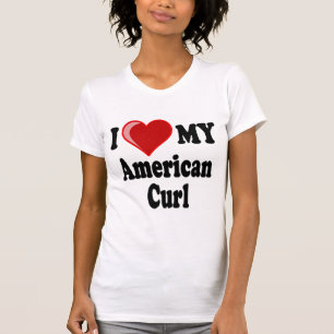 Camiseta Eu amo (coração) meu gato americano da onda