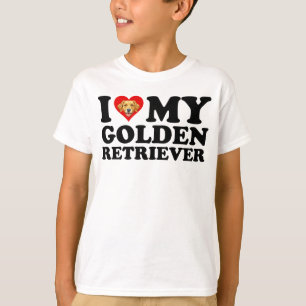 Camiseta Eu Amo (Coração) Meu Golden Retriever