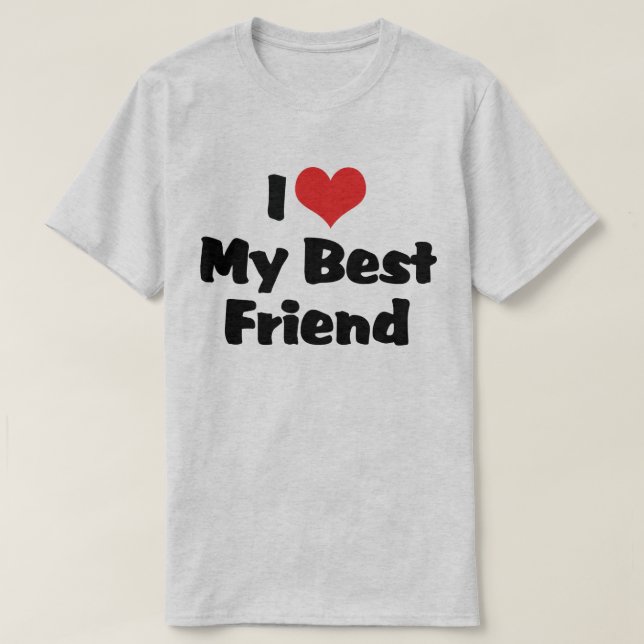 Camiseta Eu Amo Coração Meu Melhor Amigo - BFF (Frente do Design)