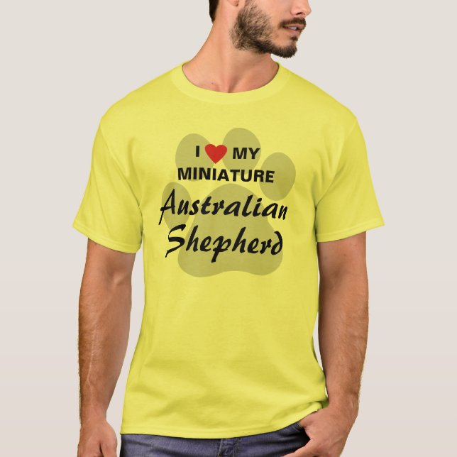 Camiseta Eu amo (coração) meu pastor australiano diminuto (Frente)