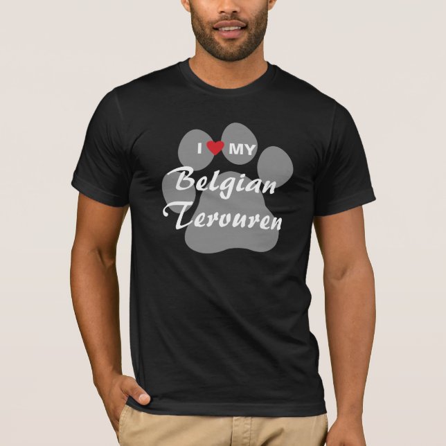 Camiseta Eu amo (coração) meu Tervuren belga (Frente)