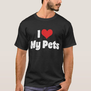 Camiseta Eu Amo Coração Meus Animais de Estimação - Amante