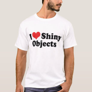 Camiseta Eu Amo Corações Objetos Brilhantes - Joias de Ouro