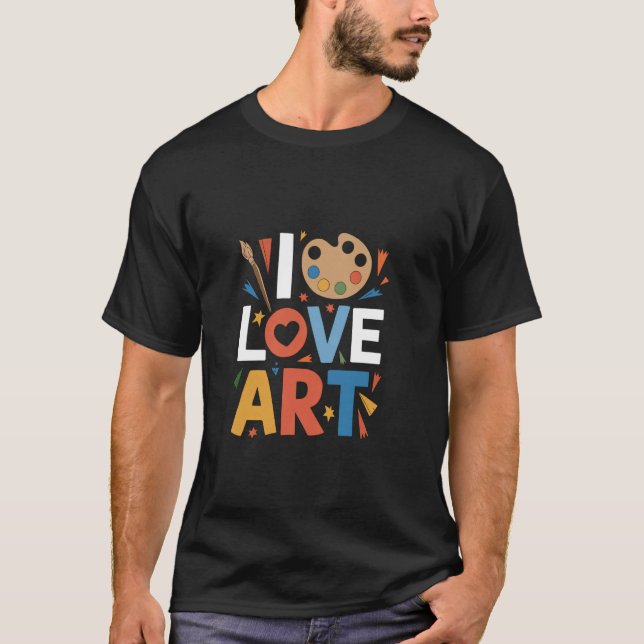 Camiseta Eu Amo Cores da Paleta Negrita da Arte Expressão (Frente)
