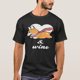 Camiseta Eu Amo Corgis e Vinho Corgi Divertido Raça de Cão