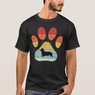 Camiseta Eu Amo Corgis Silhueta Vintage em uma Garra de Cac
