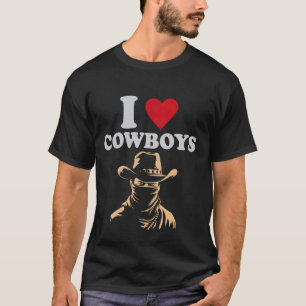 Camiseta Eu Amo Cowboys Divertidos Country Western
