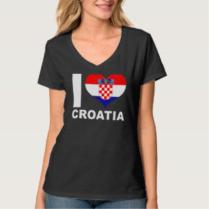 Camiseta Eu Amo Croácia Heart Flag Croácia