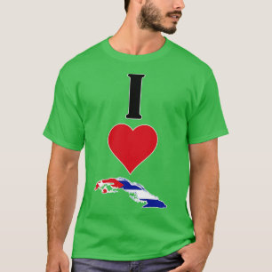 Camiseta Eu Amo Cuba Vertical I Heart Country Flag Map