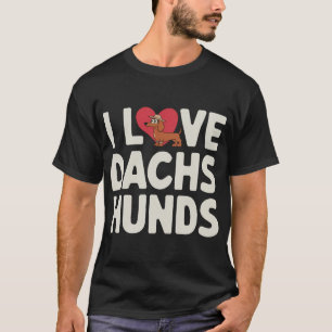 Camiseta Eu Amo Dachshunds Desenho Animado Fofo