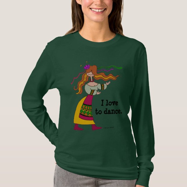Camiseta Eu amo dançar a arte popular ucraniana (Frente)