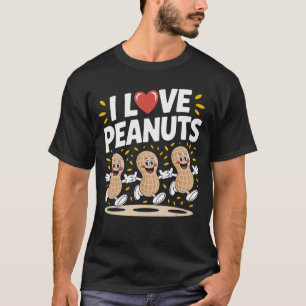 Camiseta Eu Amo Design Cartoon Divertido de Amendoim retrô