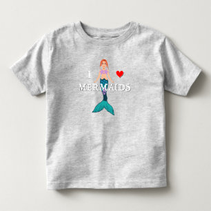 Camiseta Eu Amo Design de Sereias - Jersey Fino para Crianç