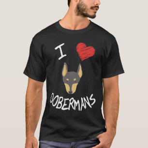Camiseta Eu Amo Design Dobermans Com Cara De Cachorro Dober