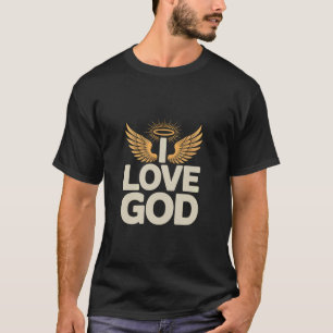 Camiseta Eu Amo Deus Asas de Anjo Religiosas Halo