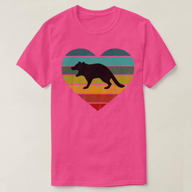 Camiseta Eu Amo Diabos-da-Tasmânia Coração Retro (Frente do Design)