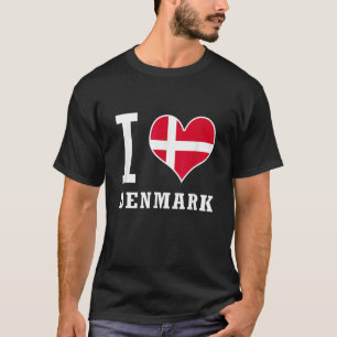 Camiseta Eu Amo Dinamarca Jeg Elsker Danmark