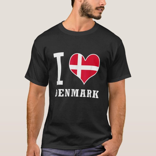 Camiseta Eu Amo Dinamarca Jeg Elsker Danmark (Frente)
