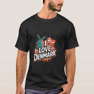 Camiseta Eu Amo Dinamarca Lembrança Dinamarquesa Viajante D