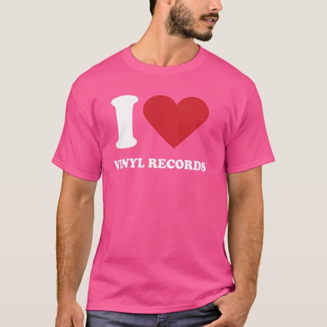 Camiseta Eu Amo DISCOS DE VINIL Eu Adoro DISCOS DE VINIL (Frente)