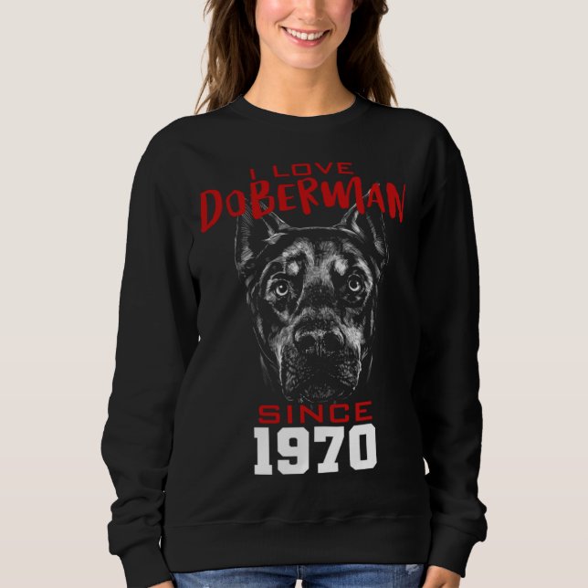 Camiseta Eu amo doberman desde 1970 (Frente)