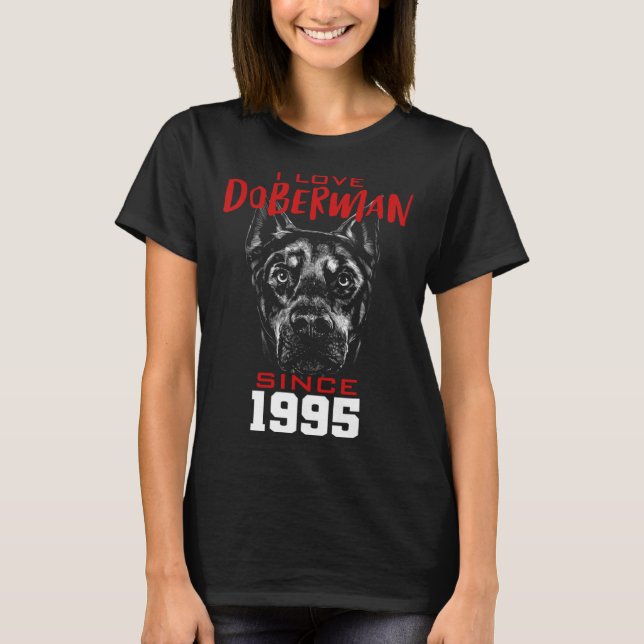 Camiseta Eu amo doberman desde 1995 (Frente)