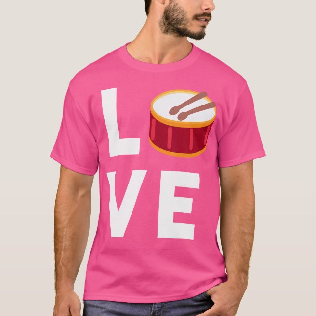 Camiseta Eu Amo Drum Drum Lover Música Drumming Presente (Frente)