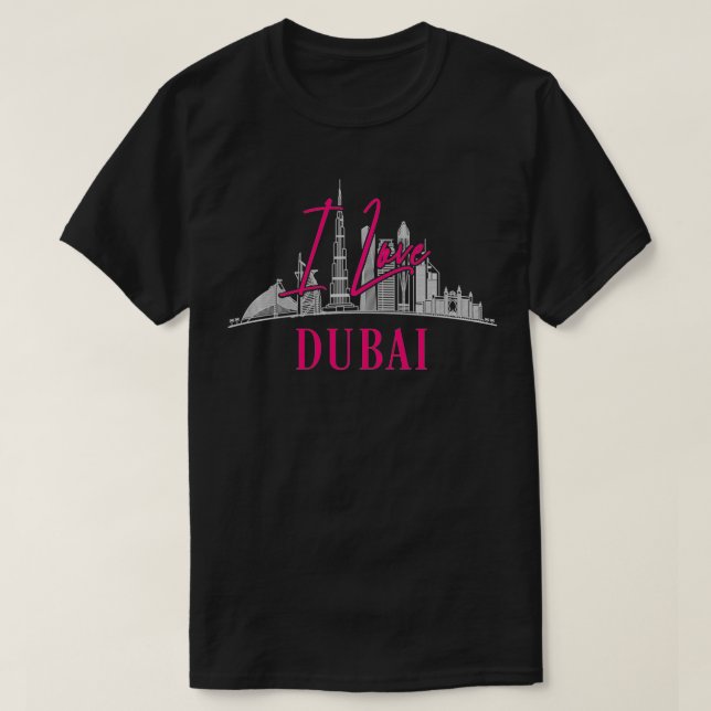 Camiseta Eu Amo Dubai Emirados Árabes Unidos Emirados Árabe (Frente do Design)