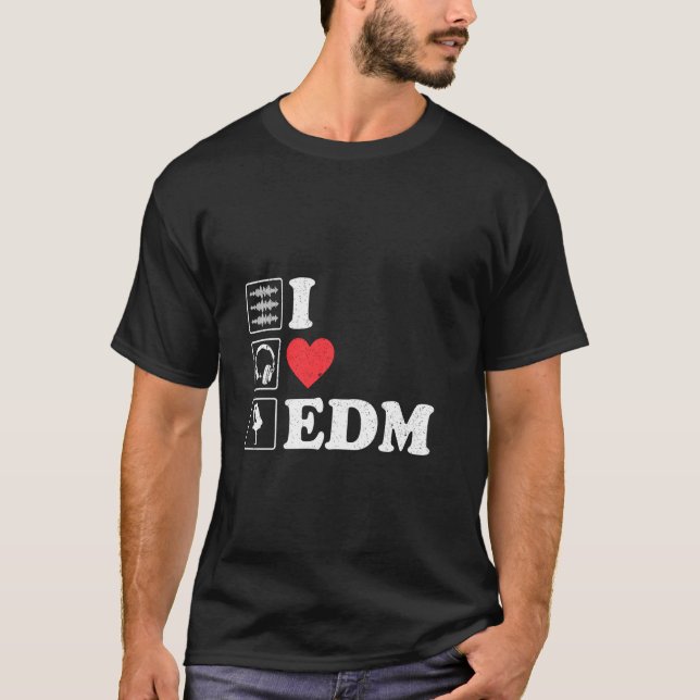Camiseta Eu Amo Edm Para Festas E Festivais Dj Heart (Frente)