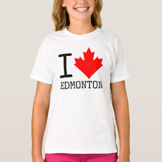 Camiseta Eu Amo Edmonton, Alberta Canada Maple Leaf Girl