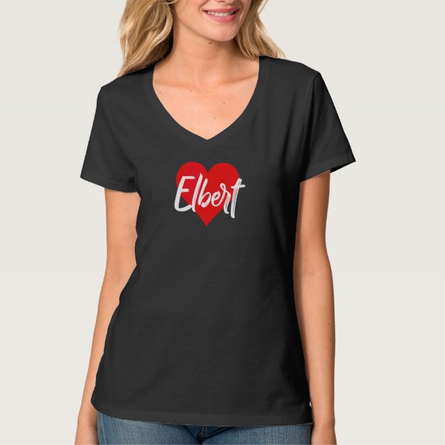 Camiseta Eu Amo Elbert Primeiro Nome  Amor Coração (Frente)