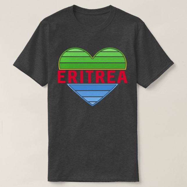 Camiseta Eu Amo Eritreia, Coração Eritreia (Frente do Design)
