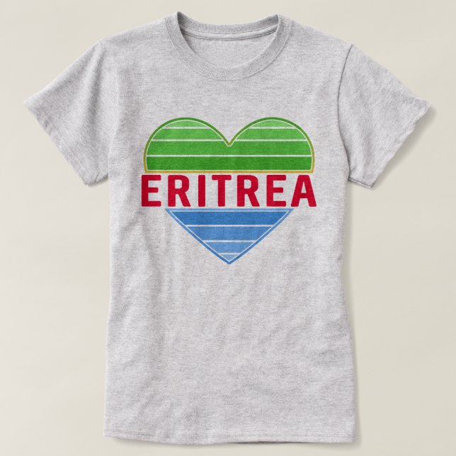 Camiseta Eu Amo Eritreia, Coração Eritreia (Frente do Design)