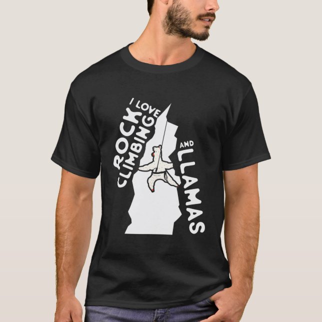 Camiseta Eu Amo Escalar Rochas E Lhamas Animal Fofo (Frente)