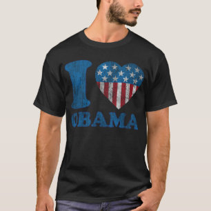 Camiseta eu amo estrelas clássicas de Obama - listras mim