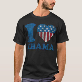 Camiseta eu amo estrelas clássicas de Obama - listras mim