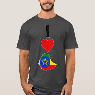 Camiseta Eu Amo Etiópia Vertical Eu Corto País Etíope
