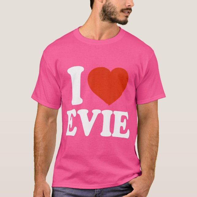 Camiseta Eu Amo Evie I Heart Evie Red Heart Namorados (Frente)