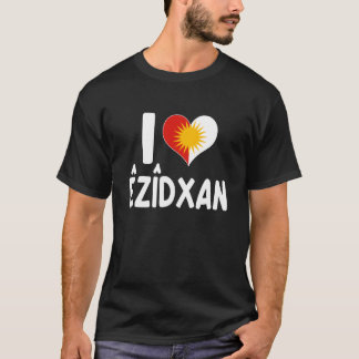 Camiseta Eu Amo Ezidxan Yezidi Sol Bandeira Coração Orgulho