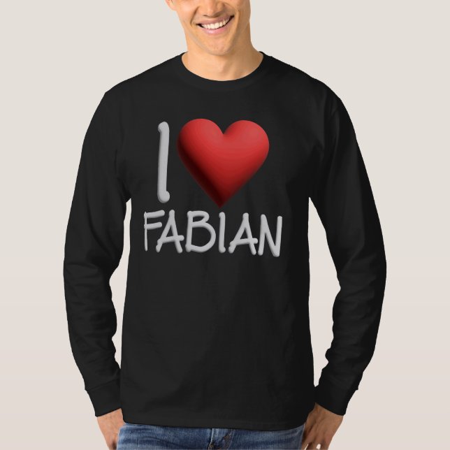 Camiseta Eu Amo Fabian Name Personalizado Men Cara Amigo BF (Frente)