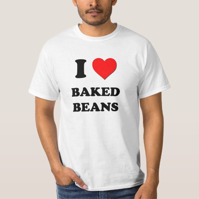 Camiseta Eu amo feijões cozidos (a comida) (Frente)