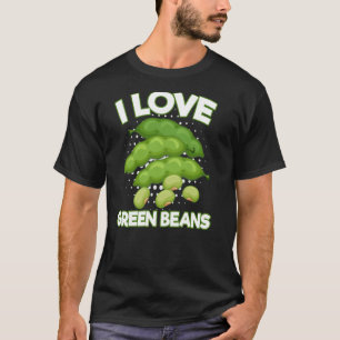 Camiseta Eu Amo Feijões Verdes Saudáveis Vegetais Verdes
