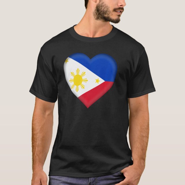 Camiseta Eu Amo Filipinas Bandeira Filipina Ele Tira Pullov (Frente)