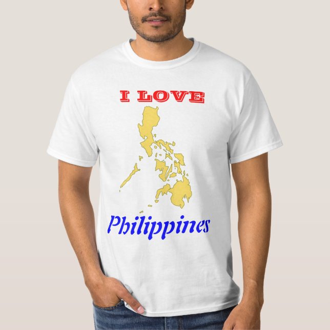 Camiseta Eu amo Filipinas com mapa (Frente)