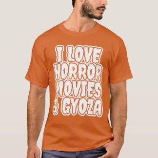 Camiseta Eu Amo Filmes de Terror e Amigos Gyoza