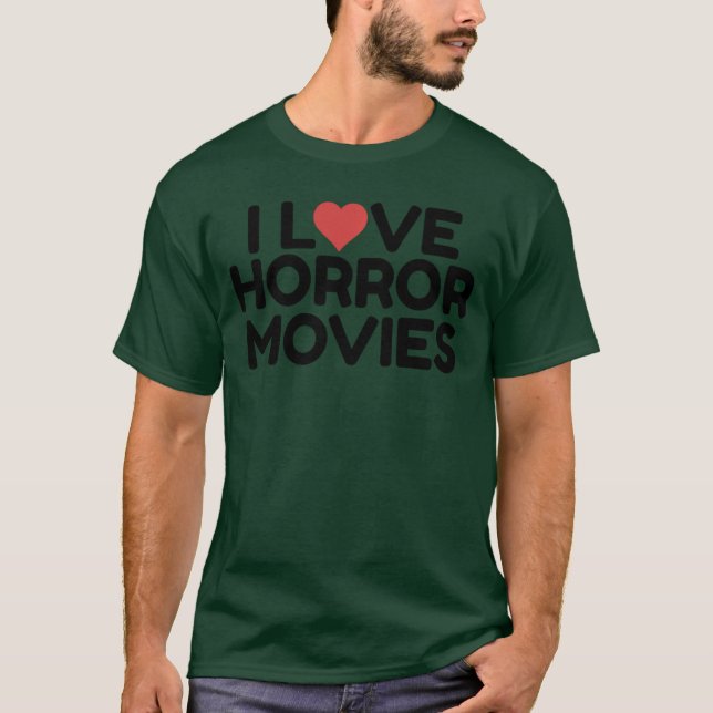 Camiseta Eu Amo Filmes de Terror vintage (Frente)