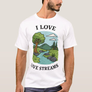 Camiseta Eu Amo Fluxos Vivos Para Mulheres Homens