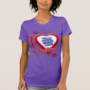 Camiseta Eu Amo Foto do Meu Namorado Coração Vermelho Beijo